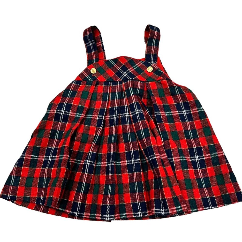Vintage Plaid Toddler Skirt Jumper Dress XL 24 Months Wool Blend